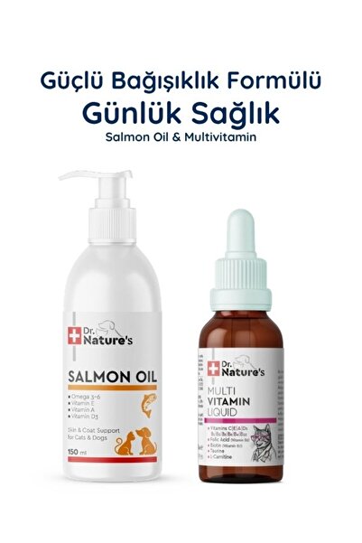 Dr. Nature's Kedi Multivitamin + Somon Yağı Omega 3 Seti – Günlük Vitamin ve ...