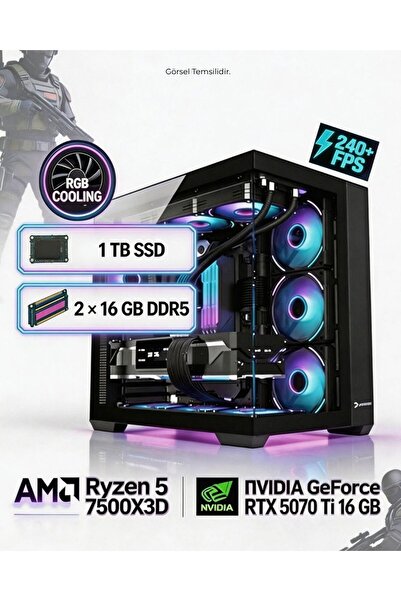 TEKDEN BİLGİSAYAR AMD Ryzen 5 7500X3D 2 x 16 GB DDR5 RTX 5070 Ti 16 GB 1 TB S...