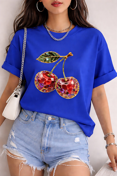 ArtYus Μπλουζάκι Unisex Oversize με στάμπα κεράσι και όψη πέτρας – Βαμβακερό ...