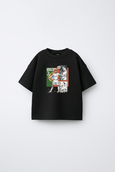 fasardi Παιδικό μπλουζάκι Unisex με στάμπα Cristiano Ronaldo CR7, 100% βαμβακ...