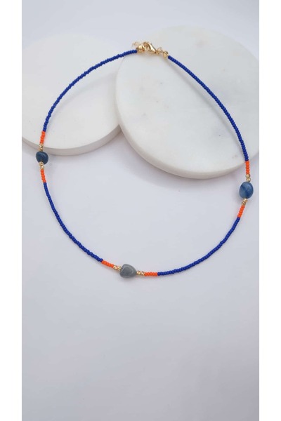 Jerie Blue Natural Stone Detail Necklace