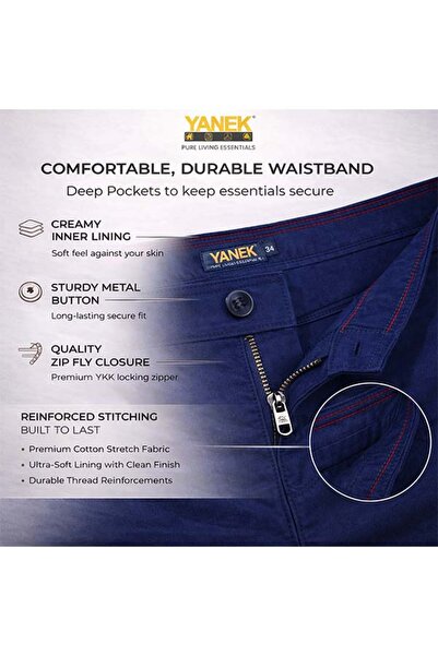 YANEK Men’s Slim Fit Chino Trousers – Premium Comfort & Everyday Style
