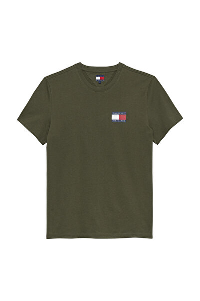Tommy Jeans Bisiklet Yaka Baskılı Haki Erkek T-Shirt DM0DM20740GY1 Haki T-Shirt