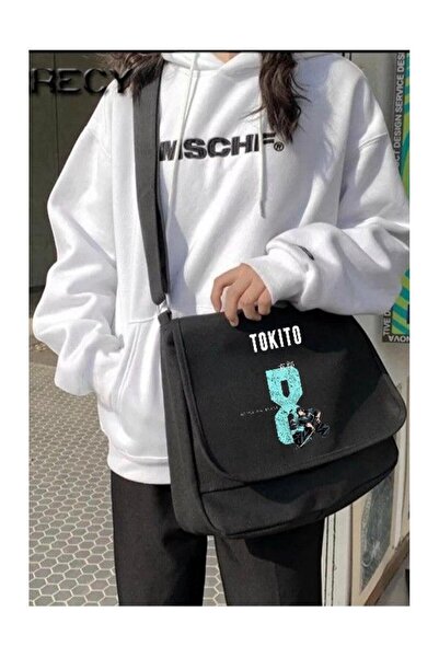 Minga London Siyah Demon Slayer Tokito 8 Baskılı Unisex Postacı çantası-Minga...