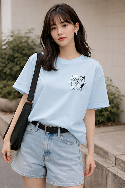 ArtYus Tricou oversize unisex cu imprimeu Halay Çeken Kediler - Tricou casual...