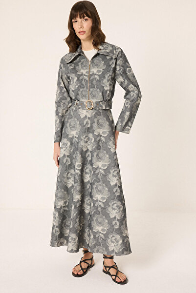Touché Privé Flower-Patterned Skirt and Jacket Set