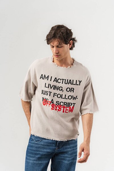 go gang own Follow Göğüs Design Detailed Fringed Crew Neck Oversize T-Shirt