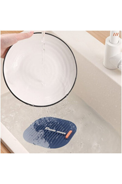 hediye bahçesi Sink Drain Protector Mat with Strainer Gray