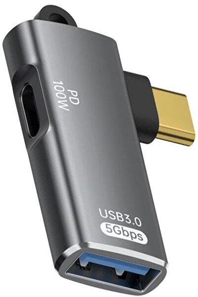 ThenTech L Tipi Type-C to USB 3.0 OTG Çevirici Adaptör 100W PD Şarj Girişli D...