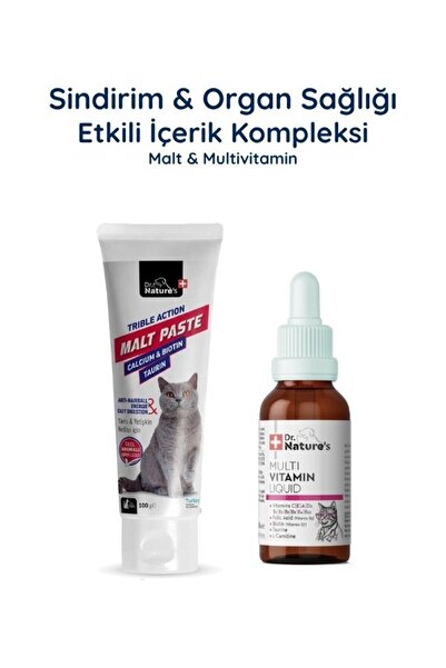 Dr. Nature's Kedi Malt Macunu + Multivitamin Damla Seti – Sindirim ve Günlük ...