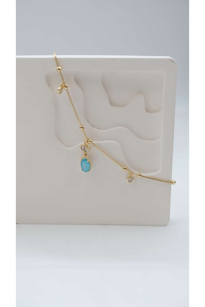 Jerie Gold Turkuaz Opal Taş Detay Halhal