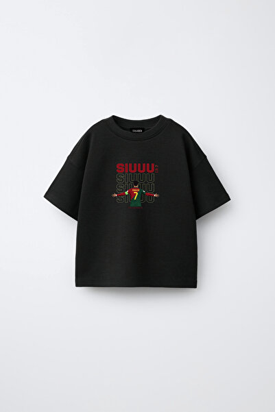 fasardi Παιδικό μπλουζάκι Unisex με στάμπα Cristiano Ronaldo, 100% βαμβακερό,...