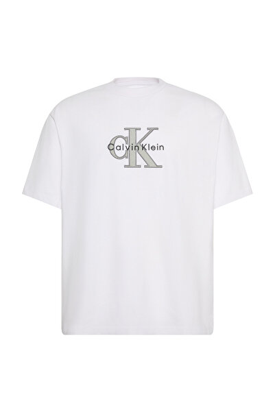 Calvin Klein Kısa Kollu 16S Üç Renkli Monologo Grafikli Erkek Beyaz T-shirt L...