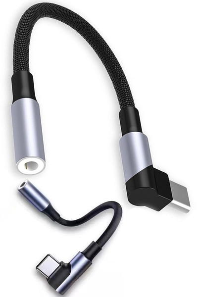 TechnoStation Type-C to 3.5 mm Aux Kulaklık Çevirici L Tipi 90 Derece Ses Dön...