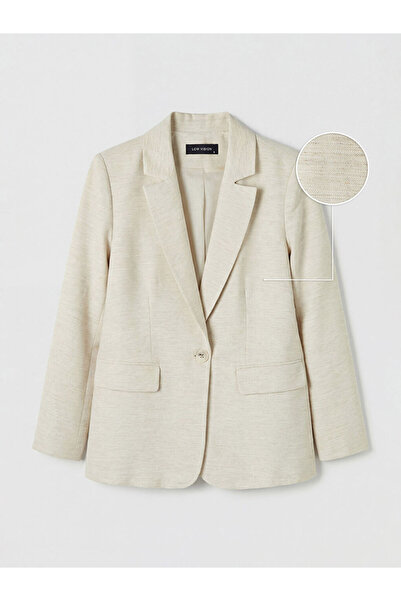 LC Waikiki Beige linen blend women's blazer jacket from gulis clothing