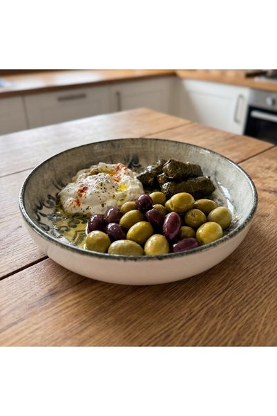 RİNART PORSELEN Valencia Miriana 17 Cm Kase – Desenli Seramik Salata & Meze Kasesi | Sunum Kasesi