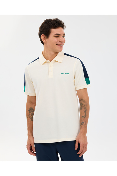 SKECHERS M Color Block Detail Polo Erkek Ekru Polo Yaka Tshirt S221047-1208