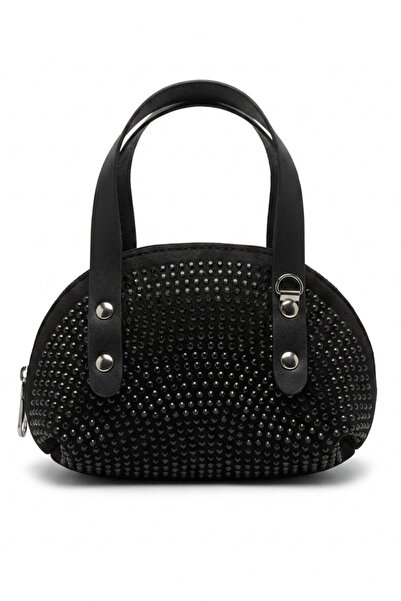 VELLABAGS Siyah Taşlı Çift Saplı Kadın El Çantası – Abiye & Günlük Şıklık