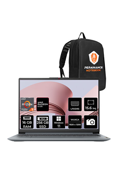 LENOVO Ideapad Slim 3 Ryzen 5 7520U 16GB RAM 256GB SSD 15.6" FHD Win11 Pro 82...