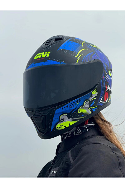 Givi 50.X WILD MAT SİYAH-MAVİ KASK (SİYAH VİZÖR)