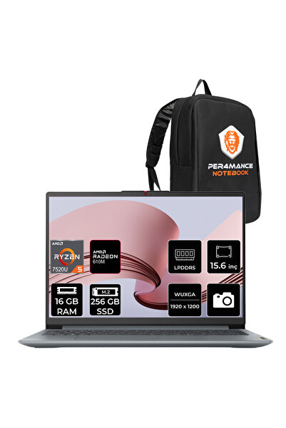 LENOVO Ideapad Slim 3 Ryzen 5 7520U 16GB RAM 256GB SSD 15.6" FHD FreeDOS 82XQ...