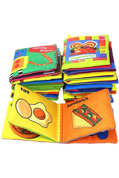 iTin Set 8 cărți senzoriale textile bebeluși, fosnăitoare, 11×13 cm, +3 luni
