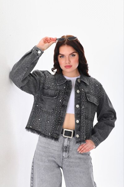 UTDU ÖNÜ TAŞLI KISA SPOR KOT CEKET