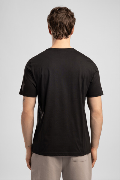 Lee Cooper Logos Erkek Regular Fit %100 Pamuk Baskılı Bisiklet Yaka T-Shirt Siyah