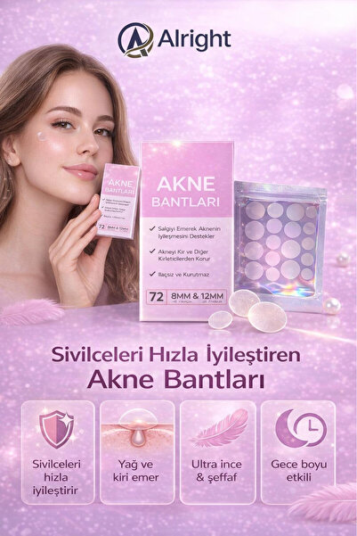 Alright Bandı Akne Patch 72 Adet Şeffaf Bandı Acne Patch Pimple Patch Hidroko...