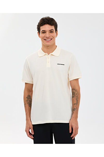 SKECHERS M Short Sleeve Polo Erkek Ecru Polo Yaka Tshirt S211800-1208