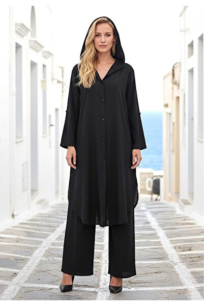 Handmade Elegance %100 Keten 2'li Takım/Gömlek Elbise & Pantolon Kombin