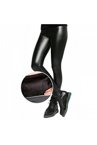 E-ANAMAG Γυναικεία Κολάν με Ενίσχυση, Όψη Δερμάτινου Υλικού, Μέγεθος S