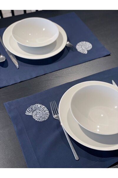Lucien Home طقم تقديم أمريكي مطرز بنمط صدف البحر، قطعتين