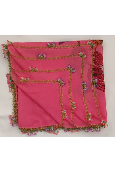 REYYAN El Emeği El İşi Hediyelik Çeyizlik İğne Oyalı Softer İpek Pembe Yazma ...