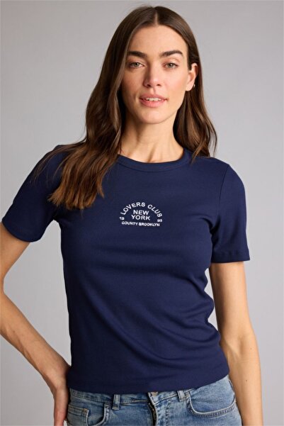 DeFacto Γυναικείο T-shirt H1389AX/NV251 ΝΑΥΤΙΚΟ ΜΠΛΕ