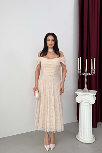 Serica Moda Βραδινό φόρεμα & φόρεμα χορού - Μπεζ - Ασύμμετρη