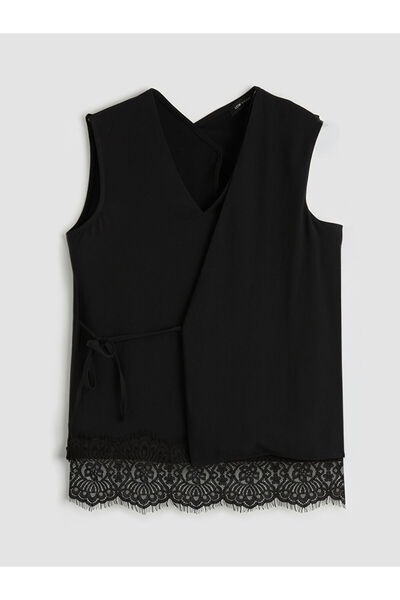 LC Waikiki Black Double-Breasted Collared Women's Classic Vest by Güli̇s Gi̇yi̇m