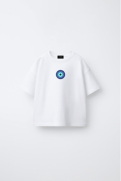 fasardi Παιδικό μπλουζάκι Unisex με στάμπα Evil Eye, Oversize, 100% βαμβακερό...