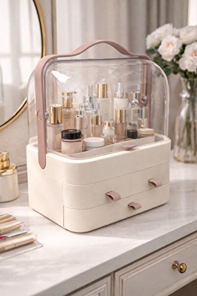 MAKRİ HOME Οργανωτής Κρεμώδους Μακιγιάζ, 35x26x17,5 εκ., 3 Συρτάρια, Διαφανές...