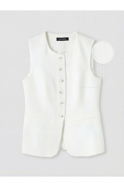 LC Waikiki Ecru Crew Neck Poplin Women's Classic Vest by Güli̇s Gi̇yi̇m