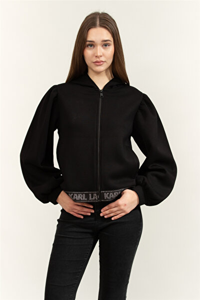 Karl Lagerfeld Kadın Fermuarlı Sweatshirt Siyah