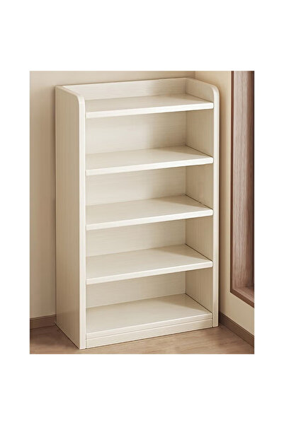 NKX رف كتب خشبي طويل حديث قابل للتعديل بخمسة مستويات، رف تخزين وعرض لغرفة النوم