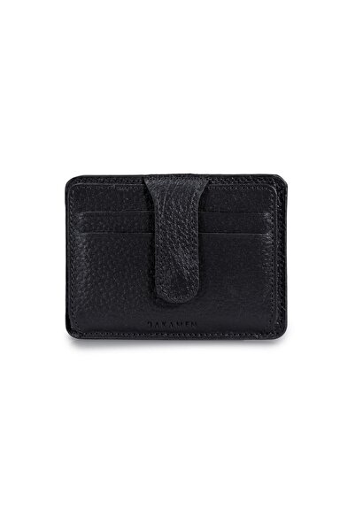Jakamen Μαύρη θήκη καρτών από 100% δέρμα