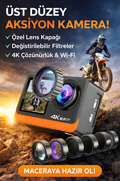Qifit Kuryelere Motorsiklet Özel 4K 60FPS aksiyon kamerası Tüm Herşeyi Akıcı ...