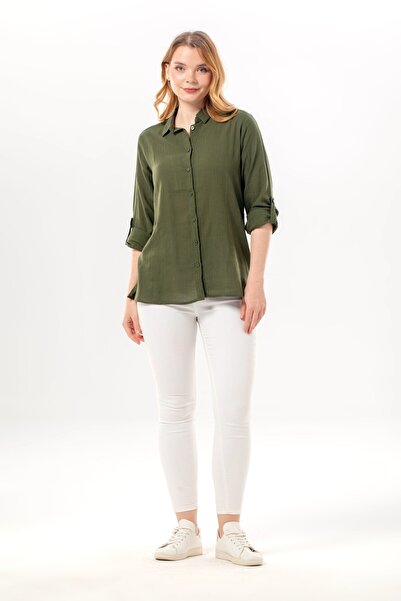 Eliş Şile Bezi Πουκάμισο - Χακί - Casual
