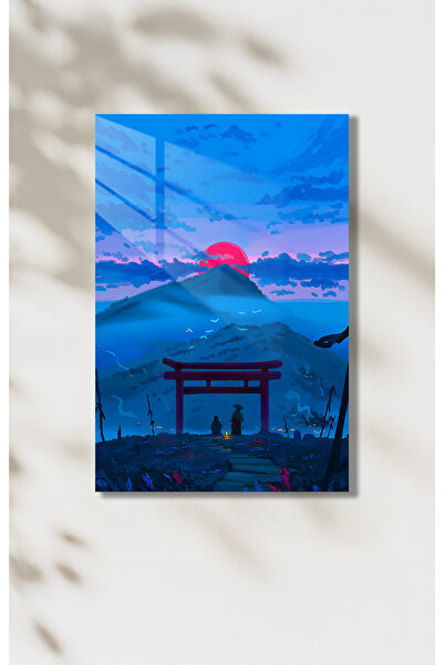 PESHLİSTORE Ghost of Tsushima HD Metal Poster – Japon Torii Kapısı Gün Batımı...