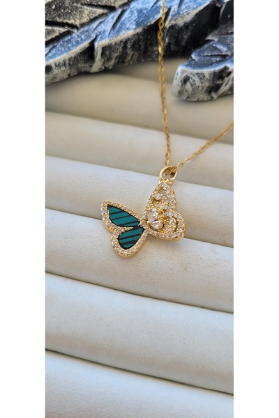 YİĞİTKARANAKSESUAR 316L Stainless Steel Zircon Stone Butterfly Necklace