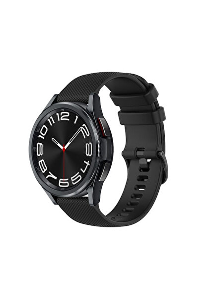 OEM Samsung Galaxy Watch 6 Classic 43mm 20mm Καρό Λουράκι Σιλικόνης Μαύρο