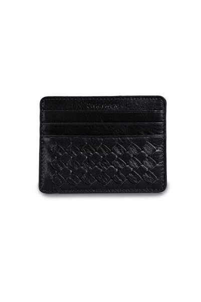 Jakamen Θήκη καρτών με μαύρο σχέδιο, 100% δερμάτινη