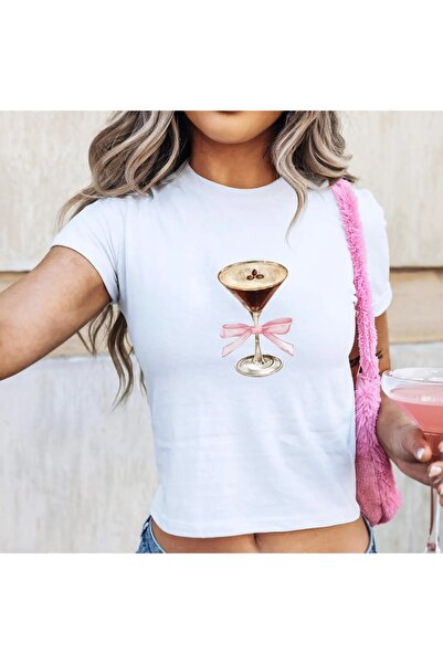 ZAVIXO -Women's Slim Fit Coffee Bow Print Crop T-Shirt – Soft Stretch Cotton ...